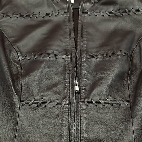 Nygard Collection Jacket Women's Size Medium Brown Leather Knit Full Front Zip - Picture 5 of 6